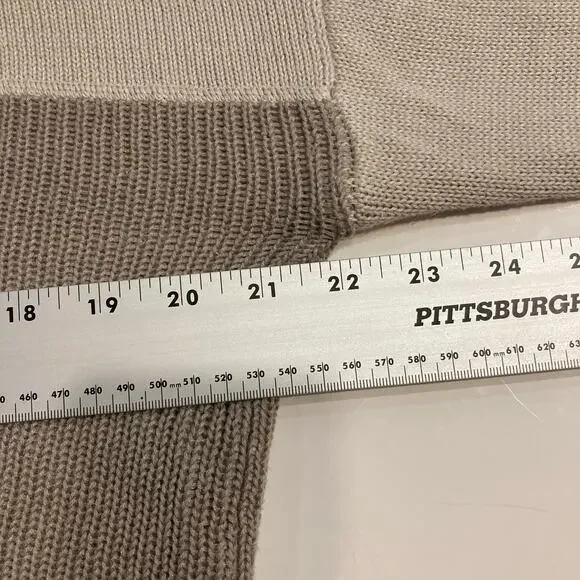 NWOT DARKER WAVS Sweater M Grey Colorblock Patchwork Distressed Oversized Crop